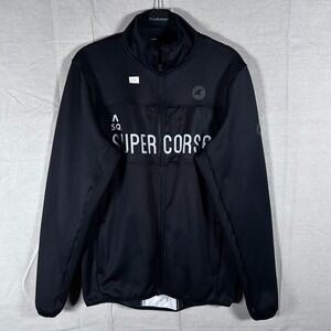 PacTimo Super Corse‎ Cycling Jacket Mens Large Black Full Zip Fleece Lined L